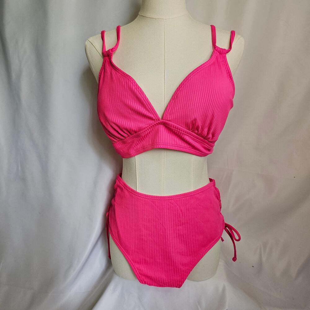 New Electric Pink High-Waisted Bralette L 2-piece